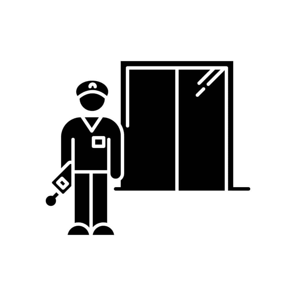 icône représentant un veilleur de nuit devant une porte, comment devenir veilleur de nuit